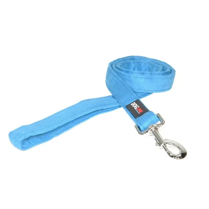 Dogline Flat Microfiber Dog Leash – Cyan