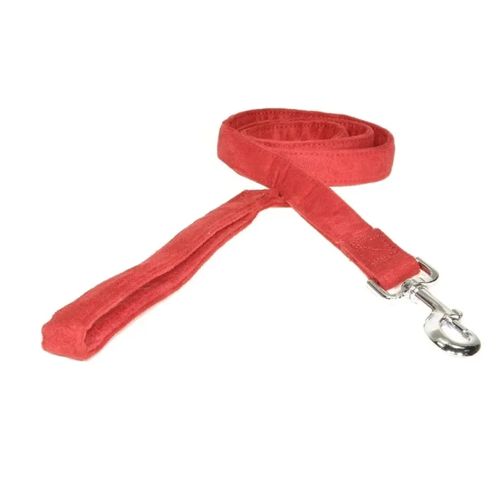 Dogline Flat Microfiber Dog Leash – Red