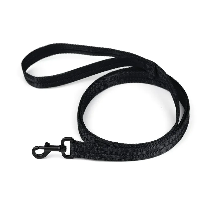 Dogline Flat Nylon Dog Leash – Black