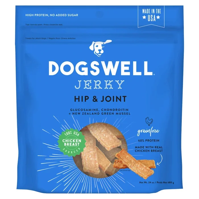 Dogswell Hip & Joint Grain-Free Jerky Dog Treat Regular Chicken 24-oz