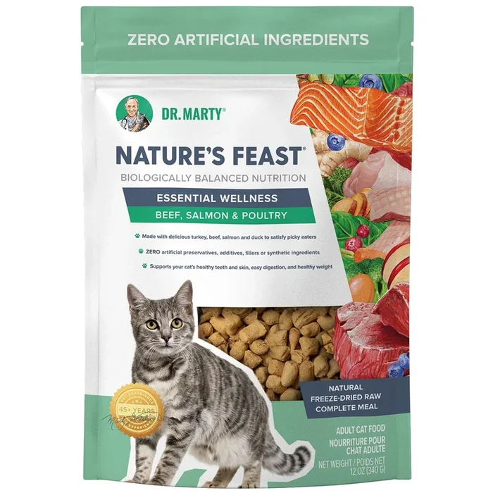 Dr. Marty Nature’s Feast Essential Wellness Freeze-Dried Beef, Salmon & Poultry Cat Food