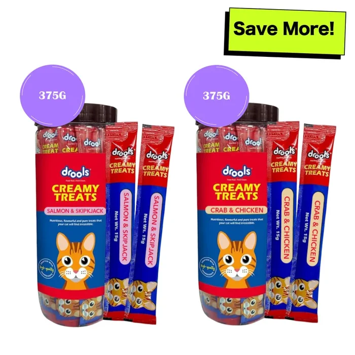 Drools Salmon & Skipjack and Crab & Chicken Creamy Cat Treats Combo