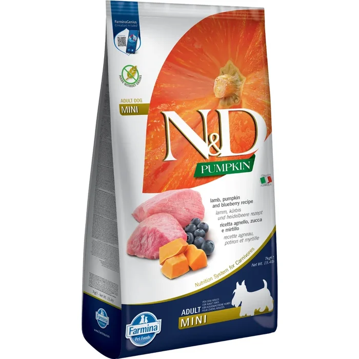 Dry Dog Food – N & D – PUMPKIN – Lamb & Blueberry – Adult Mini