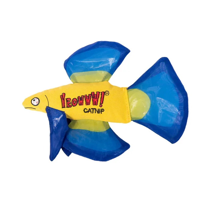 Ducky World Yeowww! Mo Betta Fish Catnip Cat Toy – Blue