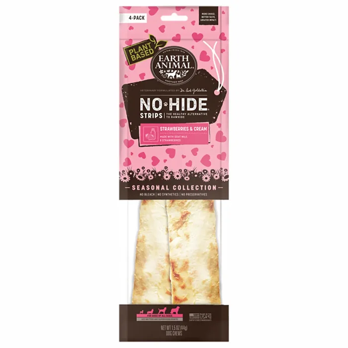 Earth Animal No-Hide Strawberries & Cream Strips Dog Chews