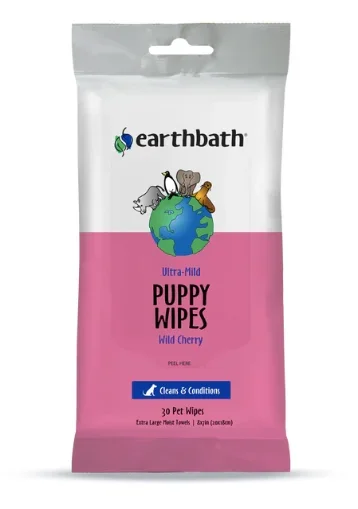 Earthbath Puppy Wipes For Dogs, Wild Cherry, 30 count
