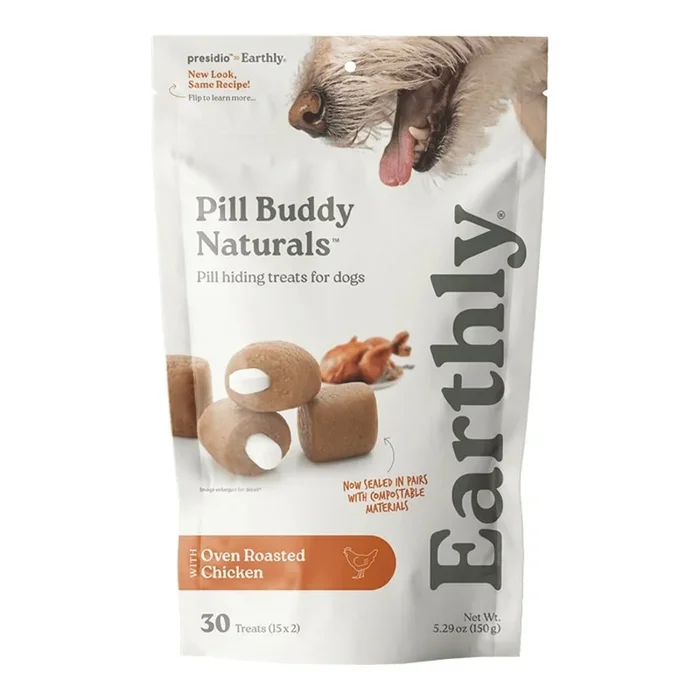 Earthly Pill Buddy Naturals Soft & Chewy Dog Treats Oven Roasted Chicken 30 Count 5.29-oz