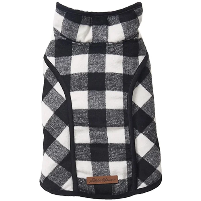 Eddie Bauer Kendall Brushed Check Vest Dog Jacket – White and Black