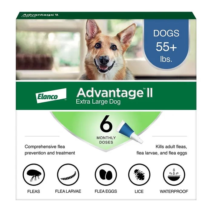 Elanco Advantage II 6-Month Supply Topical Flea Treatment & Prevention for Extra Large Dogs Over 55 lbs