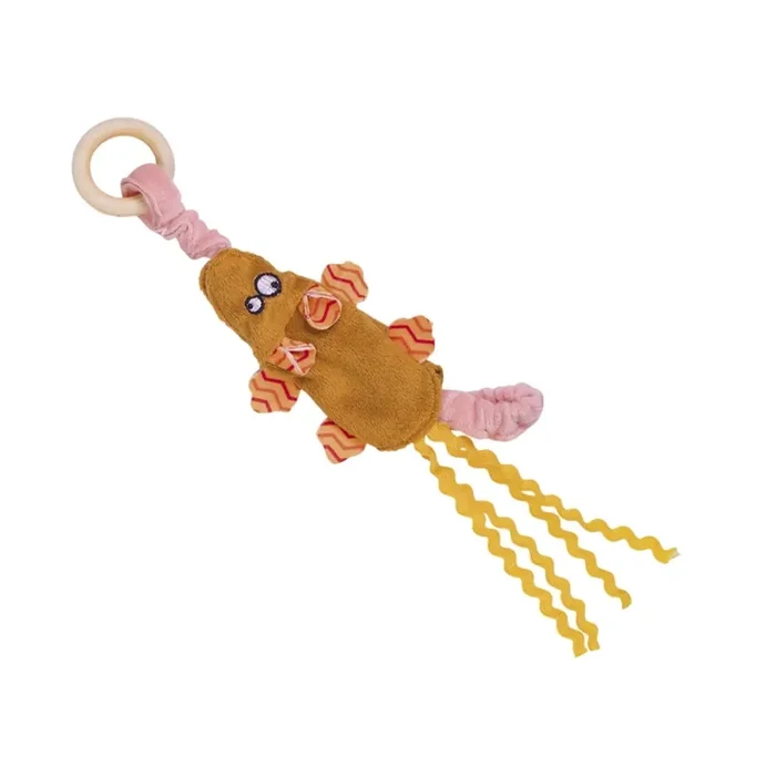 Elastic cat mouse plush toy with wooden ring Nobby Pet [Size 29.5 cm]
