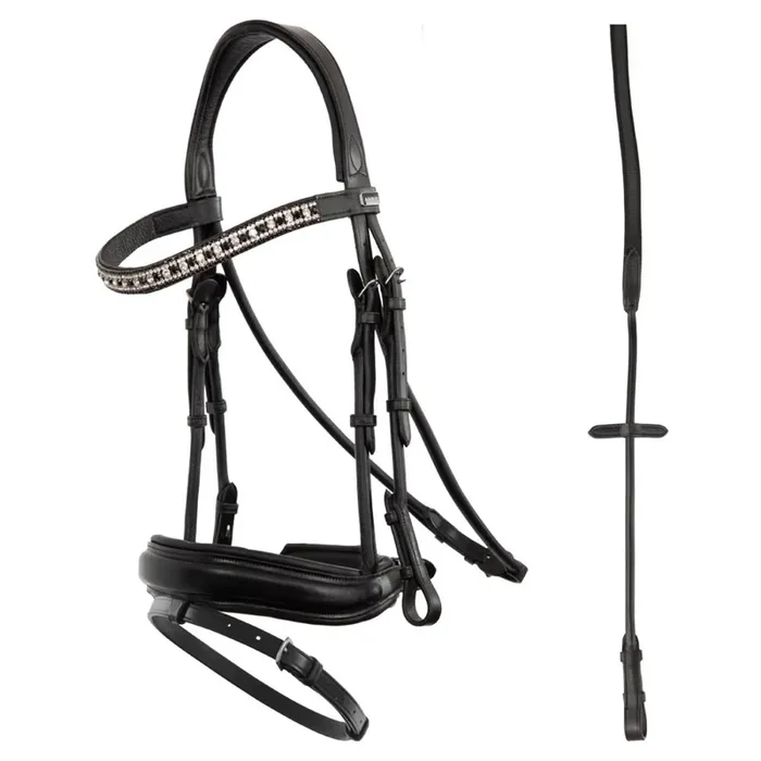 English-combined riding halter with anatomic round noseband w/reins ANKY [Size Full]
