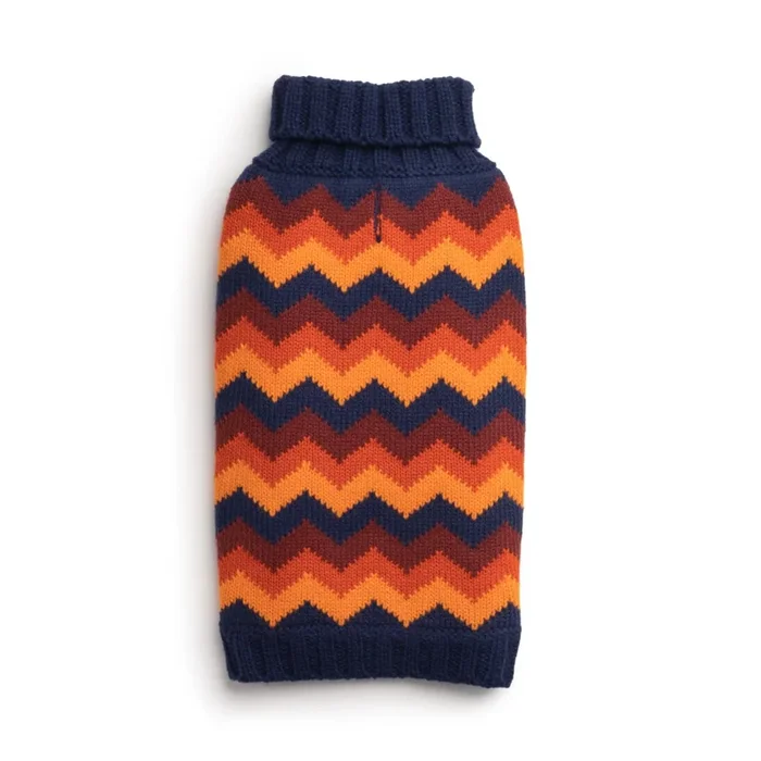 fabdog Chevron Turtleneck Dog Sweater – Navy