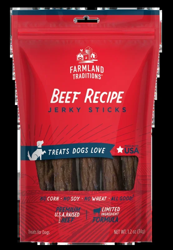 Farmland Traditions Beef Recipe Jerky Sticks Dog Treats
