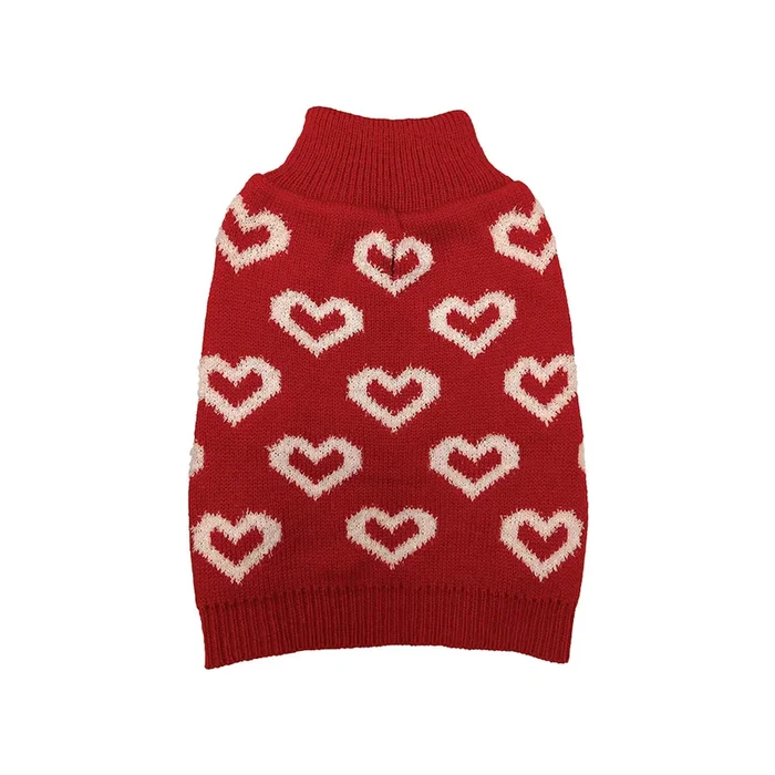 Fashion Pet Allover Hearts Dog Sweater Red Small