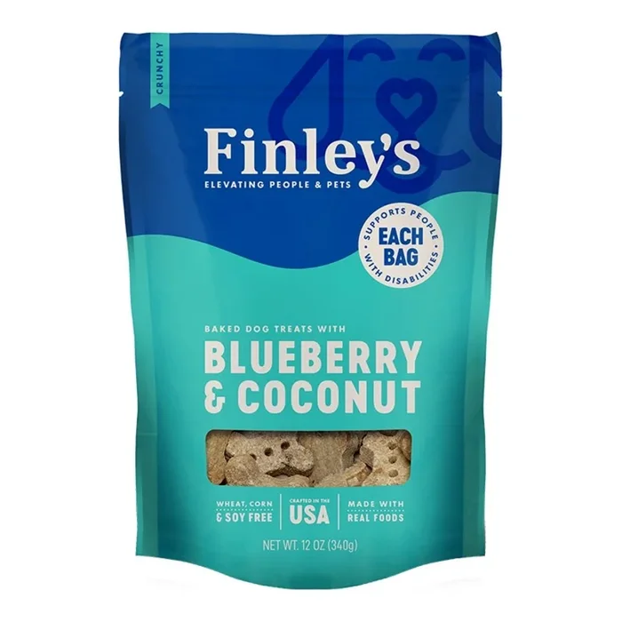 Finley’s Crunchy Biscuits Dog Treats Blueberry & Coconut 12-oz