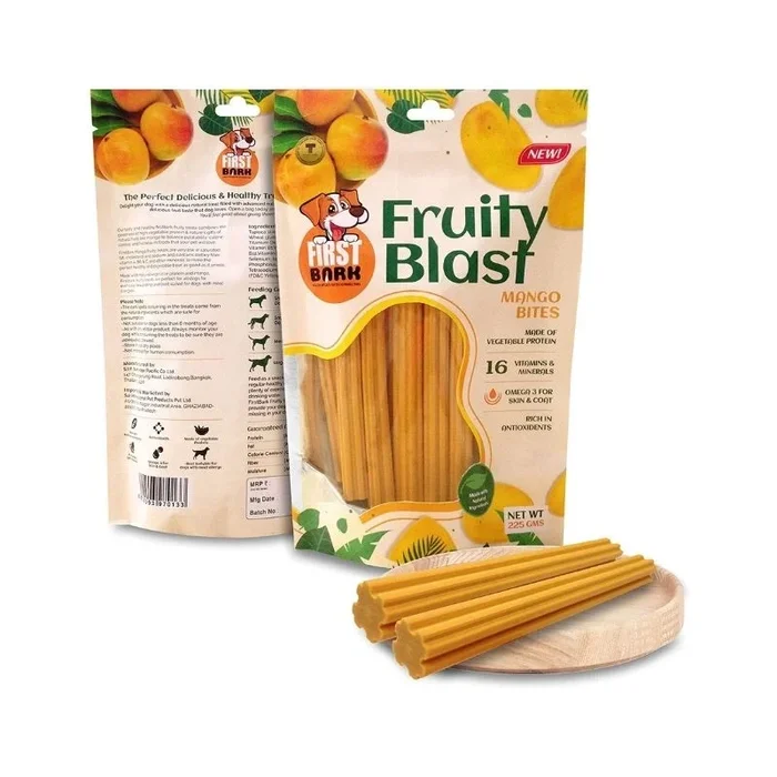 First Bark Dog Treats – Fruity Blast – Mango Bites (225g)