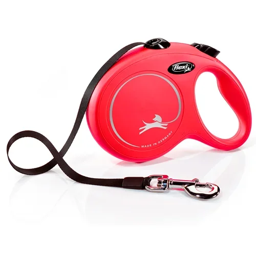 FLEXI CORREA RETRACTIL NEW CLASSIC L TAPE 5M RED