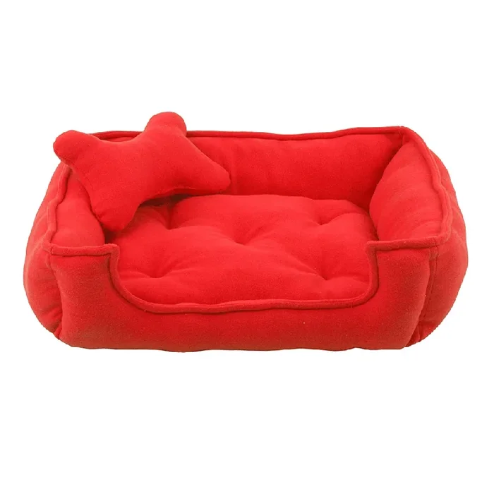 Fluffy’s Luxurious Reversible Polyster Filled Bed for Dogs and Cats (Red)