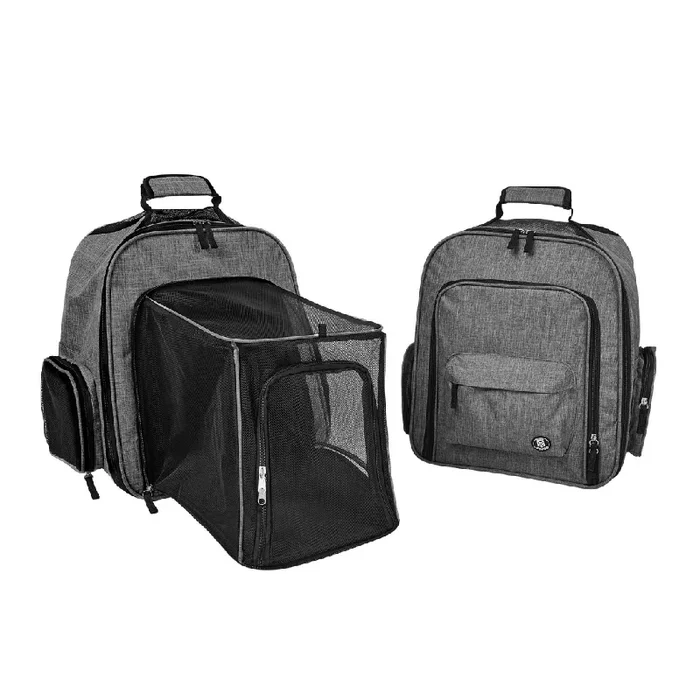 FOFOS Expandable & Foldable Backpack Pet Carrier For Cats & Dogs – Grey