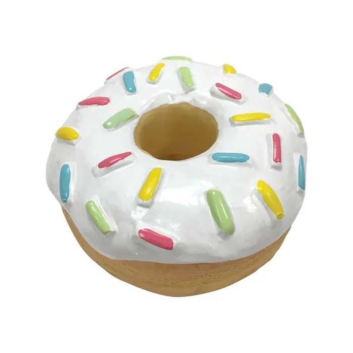 foufou Dog Donut Chew Latex Dog Toy – White
