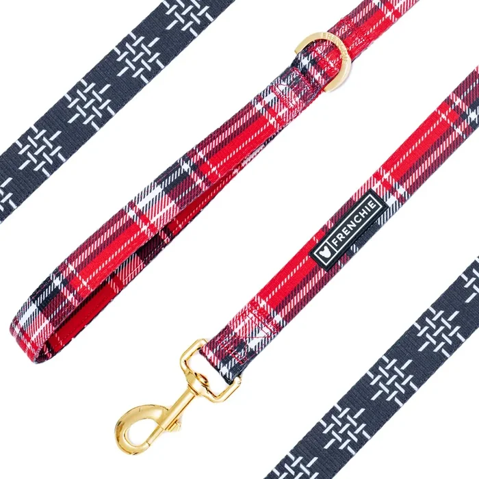 Frenchie Comfort Leash – Scarlet Plaid