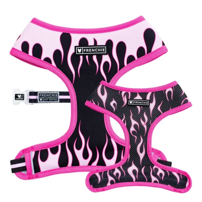 Frenchie Duo Reversible Harness – Flames (Pink)