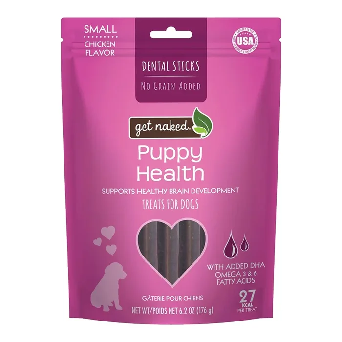 Get Naked Puppy Health Grain-Free Dental Stick Chicken Dog Treats Small 6.2-oz