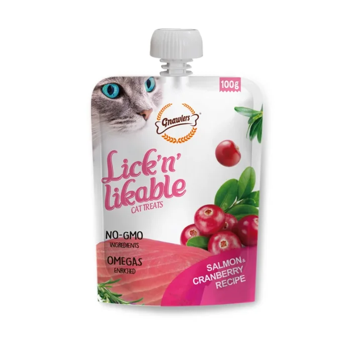 Gnawlers Salmon & Cranberry Lick n Likable Cat Treats