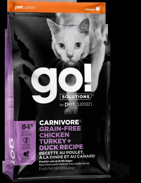 Go! Solutions Carnivore Grain Free Chicken, Turkey, and Duck Dry Cat Food