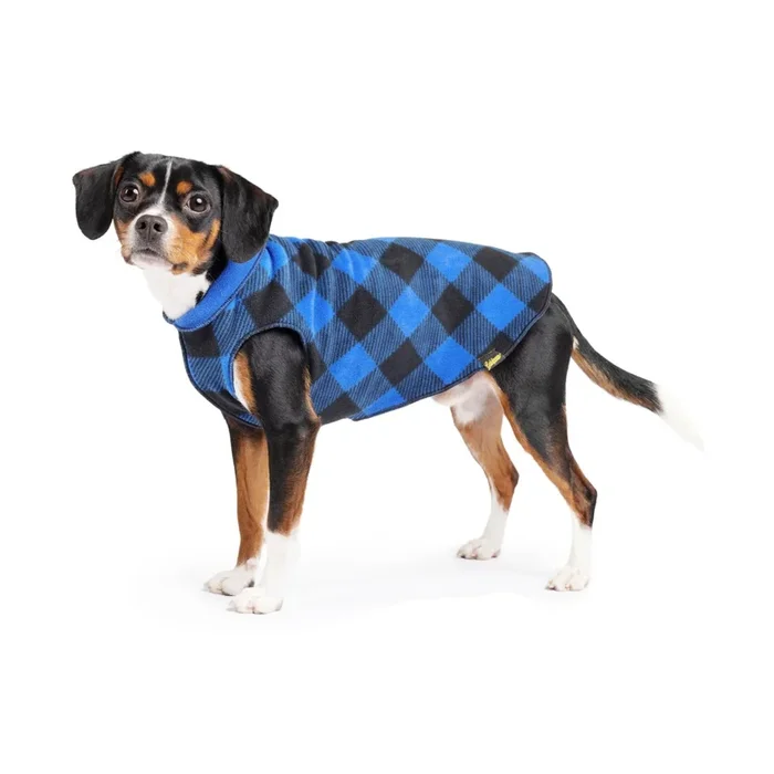 Gold Paw Duluth Double Reversible Fleece Dog Jacket – Cobalt Check and Cobalt