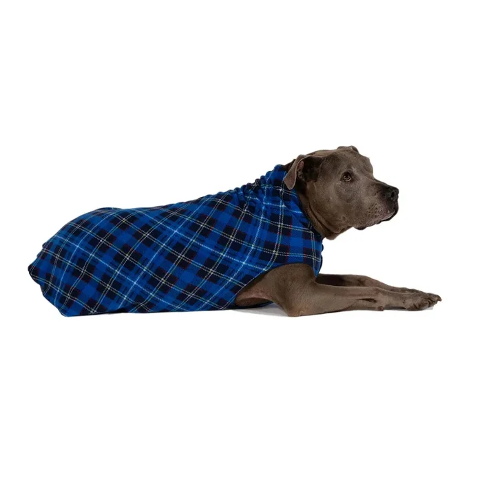 Gold Paw Fleece Dog Jacket – Blue Plaid
