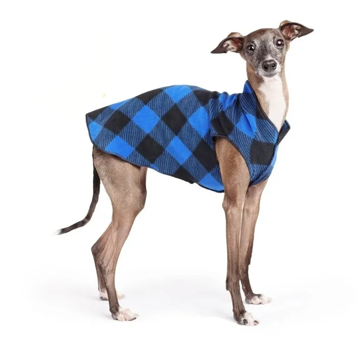 Gold Paw Fleece Dog Jacket – Cobalt Buffalo Check