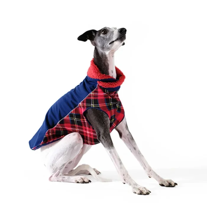 Gold Paw Portland Pullover Dog Jacket – Navy and Red Plaid
