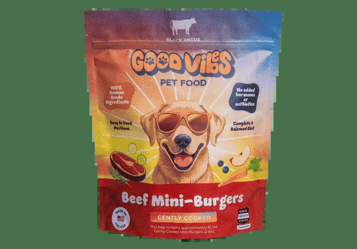 Good Vibes Gently Cooked Frozen Beef Mini-Burgers Dog Food