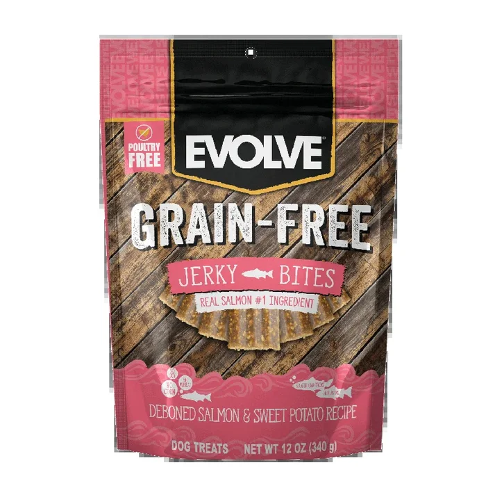 Grain Free Salmon & Sweet Potato Jerky Bites | 12 oz, 25 oz | Evolve