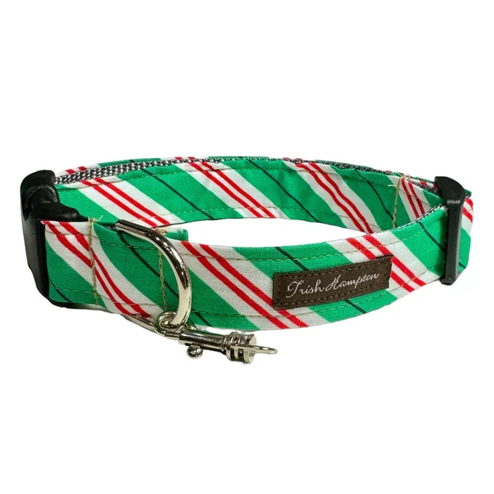 Green/Red/White Peppermint Stripe Dog Collar – 950