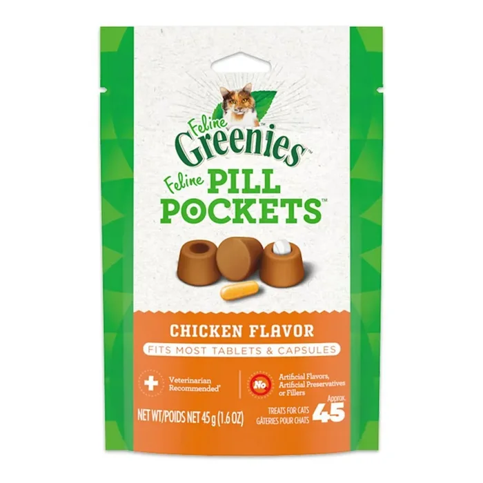 Greenies Feline Pill Pockets Cat Treats Chicken 1.6-oz 45 Count