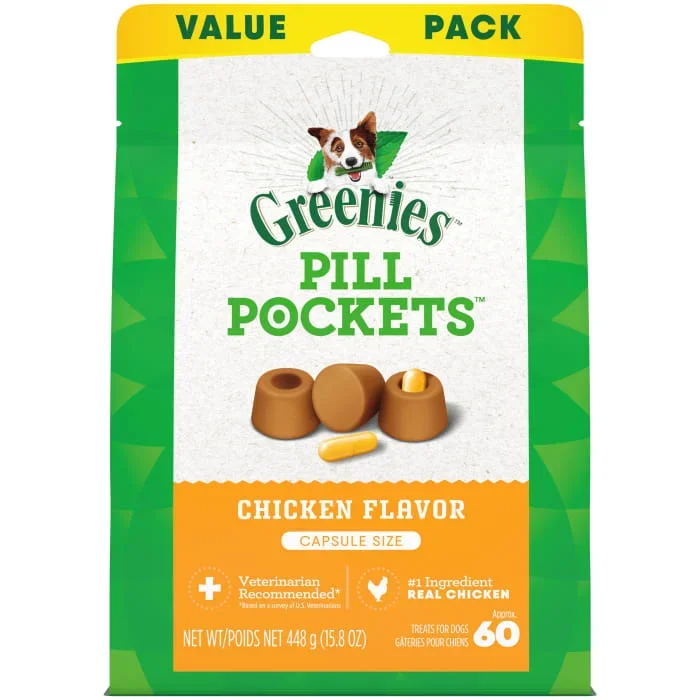 Greenies Pill Pockets for Dogs Large, Capsule Size Soft Dog Treats, Chicken Flavor, 15.8 oz., Pack of 60