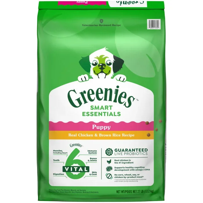 Greenies Smart Essentials Puppy High Protein Dry Dog Food Real Chicken & Brown Rice Recipe, 27 lb. Bag