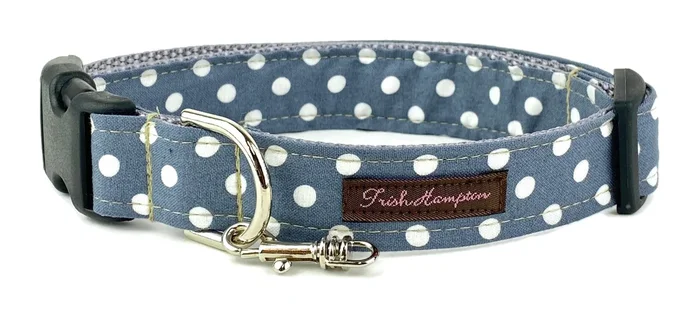 Grey/White Polka Dot Dog Collar – 511
