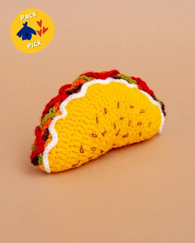 Hand-Knit Taco Squeaky Dog Toy