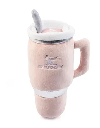 Haute Diggity Dog “Snuggly Cup” Plush Squeaky Dog Toy, Blush