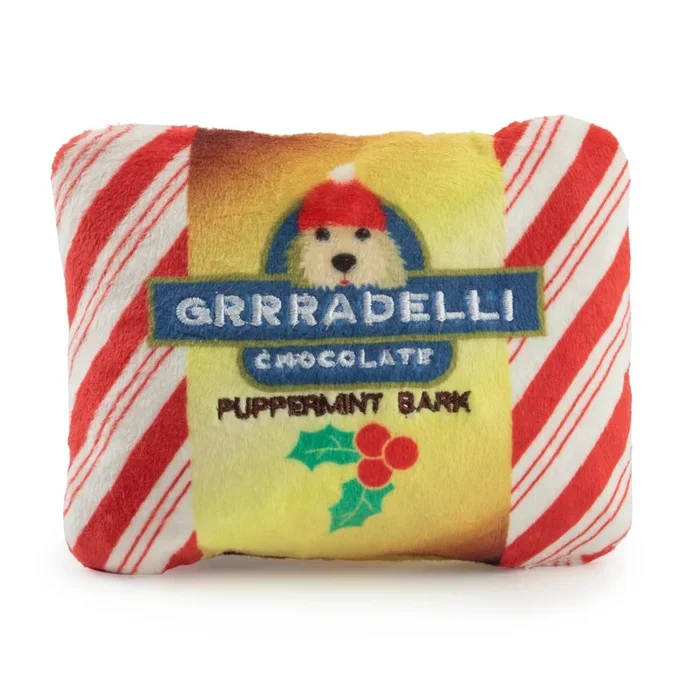 Haute Diggity Dog Holiday Dog Toy – Grrradelli Puppermint Bark Square