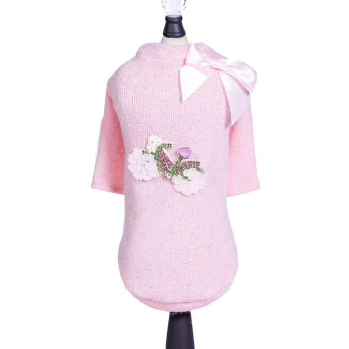 Hello Doggie Bicycle Dog Sweater – Pink