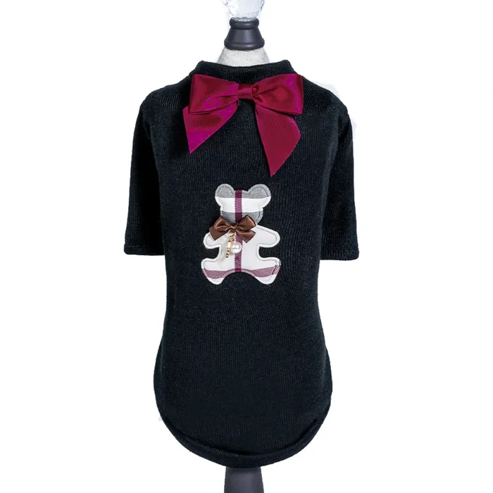 Hello Doggie Burberry Bear Dog T-Shirt – Black
