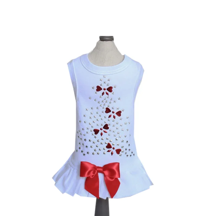 Hello Doggie Holiday Sparkle Dog Dress – White