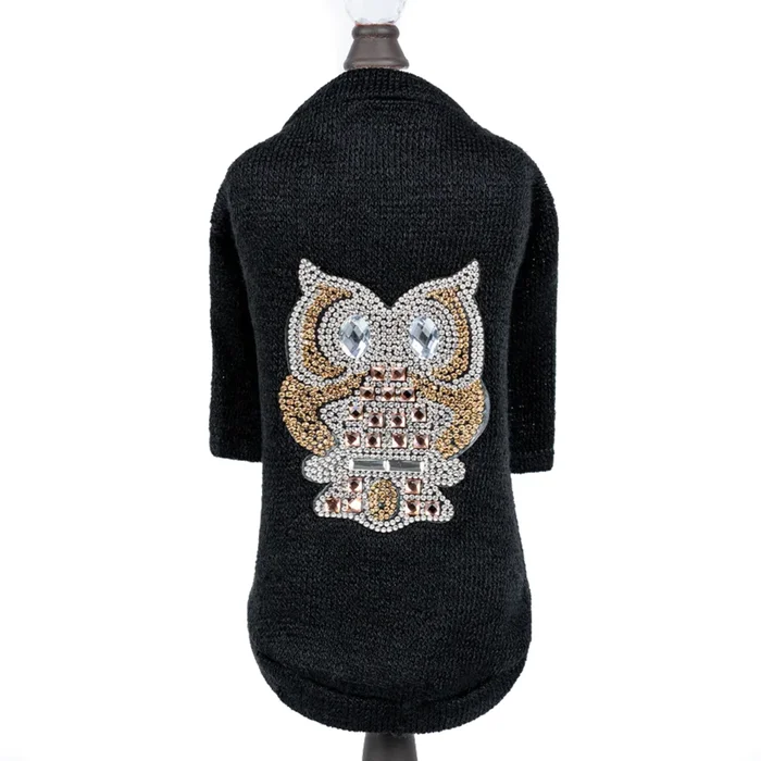 Hello Doggie Night Owl Dog Sweater – Black