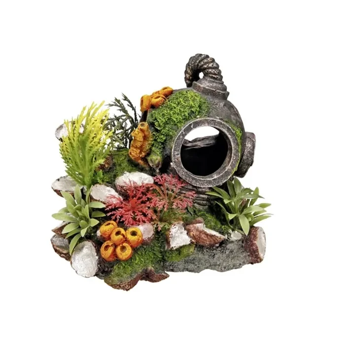 Helmet aquarium decoration with plants Nobby Pet [Size 13.5x11x12 cm]