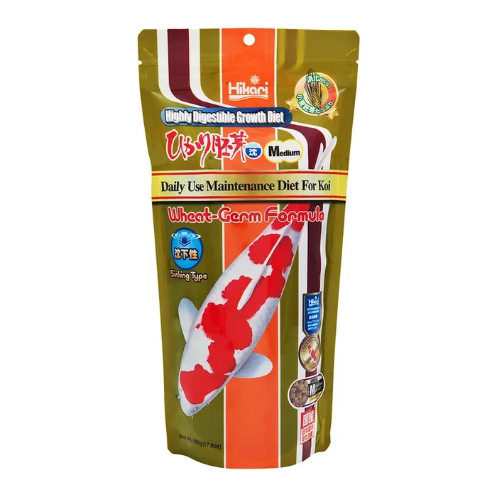Hikari USA Wheat-Germ Sinking Medium Pellets Fish Food for Koi Goldfish & Other Pond Fishes 17.6-oz