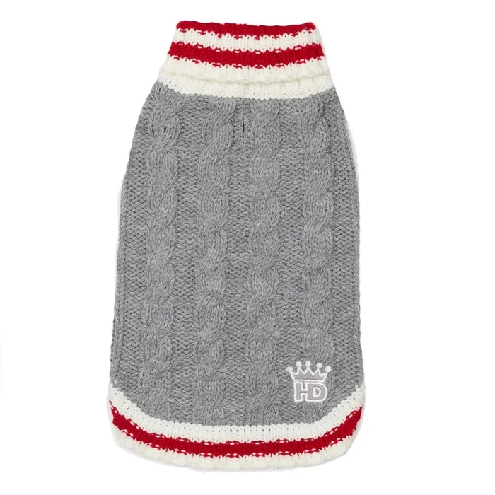 Hip Doggie Cable Knit Dog Sweater – Gray